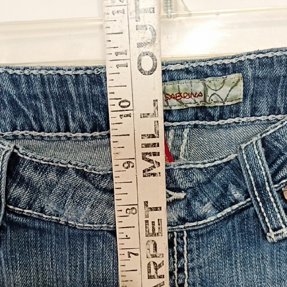 BKE Sabrina Distressed Bootcut Jeans 30x31.5 • Stretchy Holes + White Hem! - Picture 7 of 15